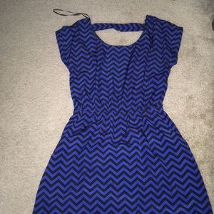 Blue and black chevron dress with pockets!